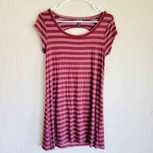 Billabong Striped Back Cutout Mini Tee Shirt Dress